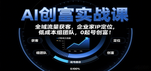 AI创富实战课：企业家IP定位，全域流量获客，低成本组团队，0起号创富！-LH资源分享网