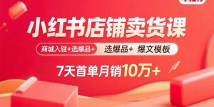 小红书店铺卖货课：商城入驻+选爆品+爆文模板，7天首单月销10万+-LH资源分享网
