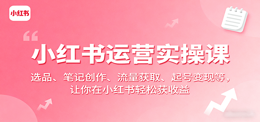 小红书运营实操课：选品、笔记创作、流量获取、起号变现等，让你在小红书轻松获收益-LH资源分享网