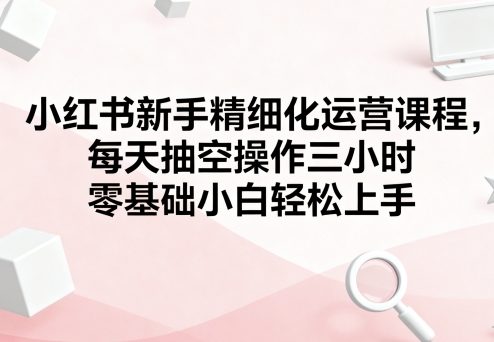 小红书新手精细化运营课程，每天抽空操作三小时，零基础小白轻松上手-LH资源分享网