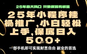 微信小程序挂G推广,解放双手,保底日入5张【揭秘】-LH资源分享网