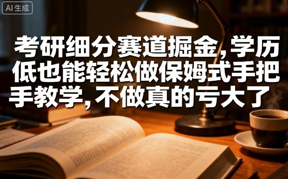 考研细分赛道掘金，日入1k+，学历低也能轻松做保姆式手把手教学，不做真的亏大了【揭秘】-LH资源分享网