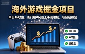 海外游戏掘金项目：单日1k收益，低门槛0风险上手没难度，项目超稳定【揭秘】-LH资源分享网