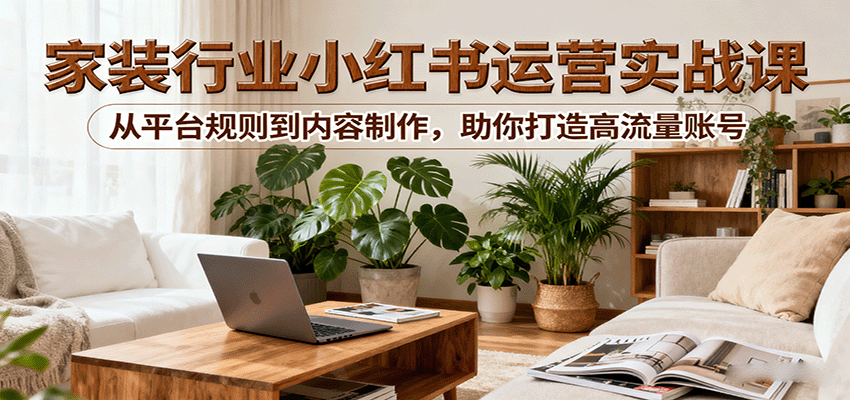 小红书家装行业运营实战课：从平台规则到内容制作，助你打造高流量账号-LH资源分享网