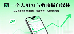 一个人用AI与剪映做自媒体,从AI应用到各赛道剪辑、涨粉变现,从起号到变现-LH资源分享网