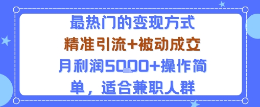 小众赛道玩法：当下最热门的变现方式，精准引流+被动成交月利润5k+操作简单，适合兼职人群-LH资源分享网