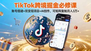 TikTo跨境掘金必修课，账号搭建+双变现项目+AI创作，可矩阵复制月入3万+-LH资源分享网