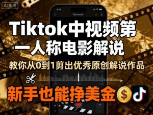 Tiktok中视频第一人称电影解说，教你从0到1剪出一个优秀的原创解说作品，新手也能挣美金-LH资源分享网