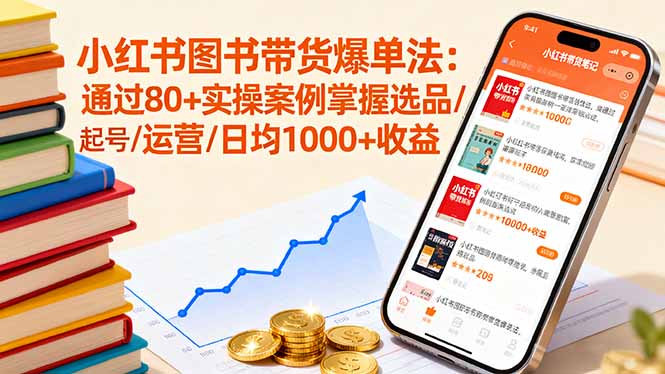 小红书图书带货爆单法：通过80+实操案例掌握选品/起号/运营/日均1000+收益-LH资源分享网