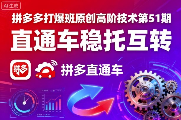 拼多多打爆班原创高阶技术第51期，直通车稳托互转-LH资源分享网