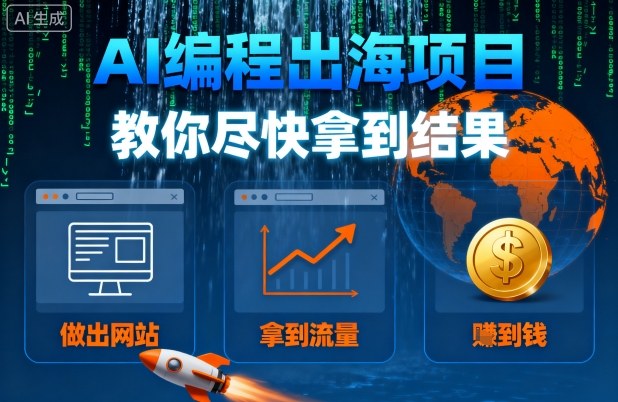 AI编程出海项目，教你尽快拿到结果-做出网站、拿到流量、賺到钱-LH资源分享网