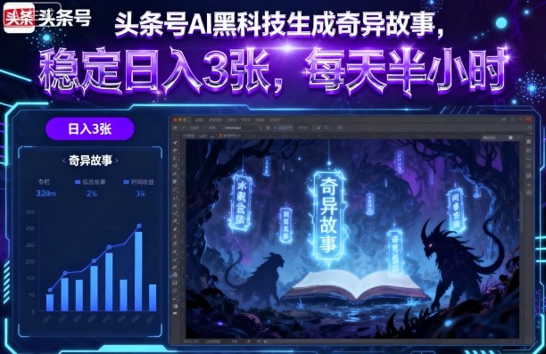 头条号AI黑科技生成奇异故事，稳定日入3张，每天半小时-LH资源分享网