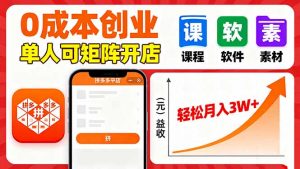 拼多多虚拟电商,0成本,单人可矩阵开店,轻松月入3W+-LH资源分享网