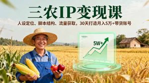 三农IP变现课，人设定位、脚本结构、流量获取，30天打造月入5万+带货账号-LH资源分享网