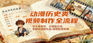 动漫历史类视频制作全流程，学文案撰写、分镜提示词，掌握动漫图生成+抠图配音剪辑-LH资源分享网
