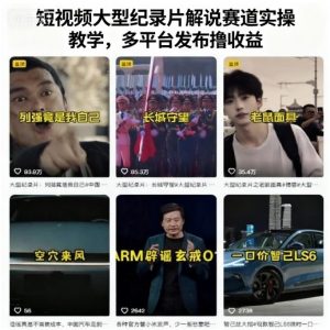 短视频大型纪录片解说赛道实操教学，多平台发布撸收益-LH资源分享网