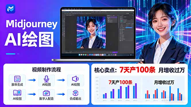 AI绘图照片开口说话视频制作：Midjourney+数字人，7天产100条月增收过万-LH资源分享网