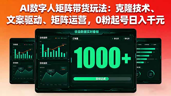 AI数字人矩阵带货玩法：克隆技术、文案驱动、矩阵运营，0粉起号日入千元-LH资源分享网
