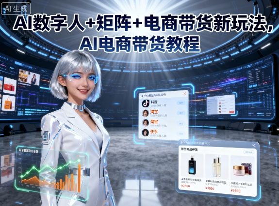 AI数字人+矩阵+电商带货新玩法，AI电商带货教程-LH资源分享网