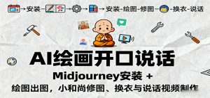 AI绘画开口说话,Midjourney安装 + 绘图出图,小和尚修图、换衣与说话视频制作-LH资源分享网