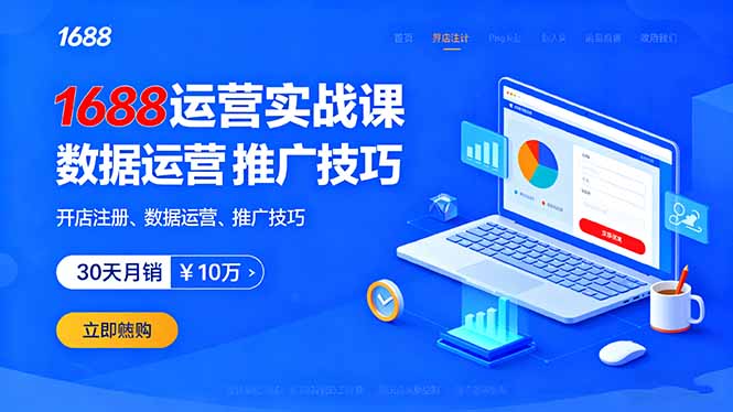 1688运营实战课：开店注册、数据运营、推广技巧，30天月销破10万+-LH资源分享网