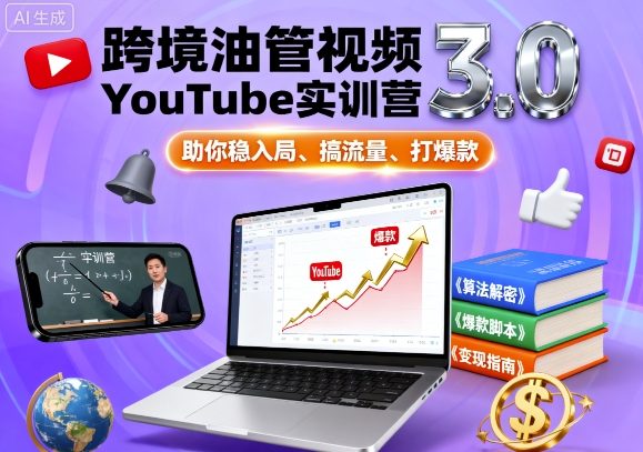 跨境油管视频YouTube实训营3.0，助你稳入局、搞流量、打爆款-LH资源分享网