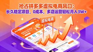 抢占拼多多虚拟电商风口：长久稳定项目，0成本，多店运营轻松月入3W+-LH资源分享网