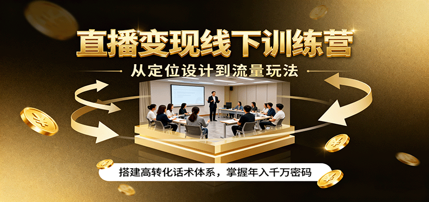 直播变现线下训练营，从定位设计到流量玩法，搭建高转化话术体系，掌握年入千万密码-LH资源分享网
