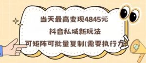当天最高变现1k+，抖音私域新玩法，可矩阵可批量复制-LH资源分享网