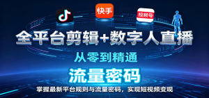 全平台剪辑+数字人直播,从零到精通,掌握最新平台规则与流量密码,实现短视频变现-LH资源分享网