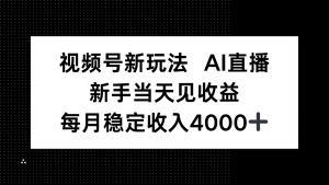 视频号新玩法AI直播，新手小白当天见收益，月入4000+-LH资源分享网
