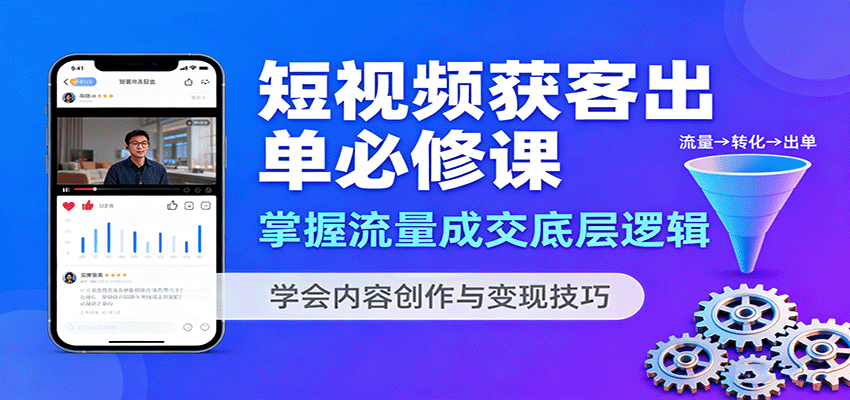 短视频获客出单必修课：掌握流量成交底层逻辑，学会内容创作与变现技巧-LH资源分享网