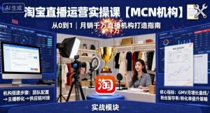 淘宝直播运营实操课【MCN机构】,从0到1做一家月销千W的直播机构-LH资源分享网