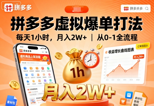 拼多多虚拟爆单打法，每天1小时，月入2W+，从0-1全流程-LH资源分享网