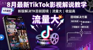 8月最新TikTok影视解说教学，新版解决TK目前困境，流量大，收益高-LH资源分享网