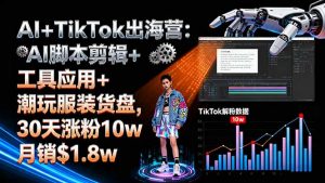 AI+TikTok出海营:AI脚本剪辑+工具应用+潮玩服装货盘,30天涨粉10w月销$1.8w-LH资源分享网