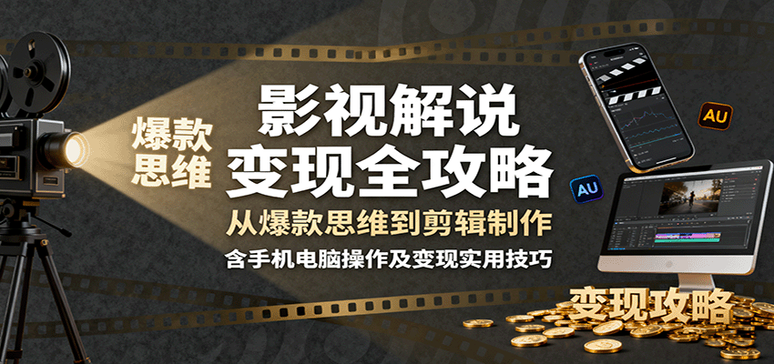 影视解说变现全攻略：从爆款思维到剪辑制作，含手机电脑操作及变现实用技巧-LH资源分享网