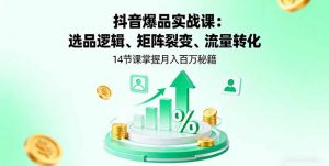 抖音爆品实战课：选品逻辑、矩阵裂变、流量转化，14节课掌握月入百万秘籍-LH资源分享网