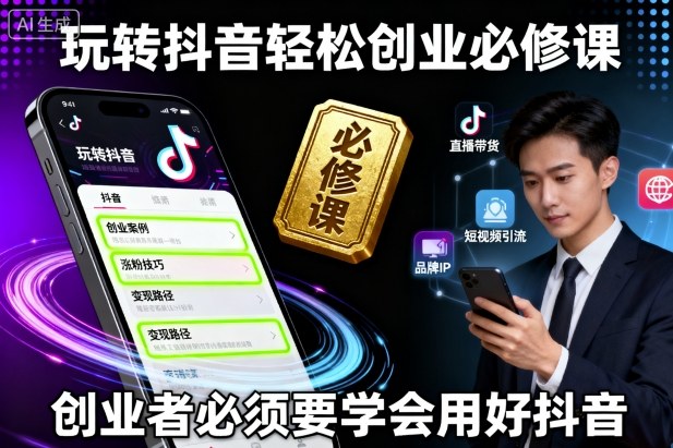 玩转抖音轻松创业必修课，创业者必须要学会用好抖音-LH资源分享网