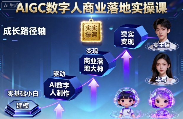 AIGC数字人商业落地实操课，从零基础小白到AI数字人大神-LH资源分享网