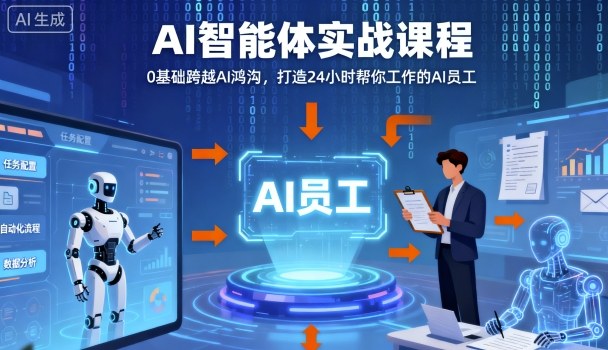 Ai智能体实战课程，0基础跨越Ai鸿沟，打造24小时帮你工作的Ai员工，打破常规，以实战定义Ai-LH资源分享网