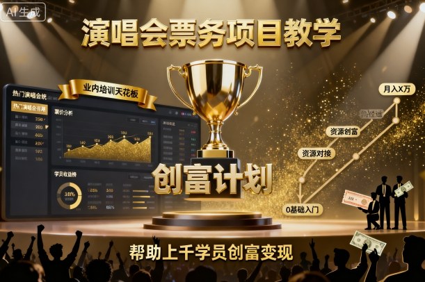 演唱会票务项目教学，业内培训天花板，帮助上千学员创富变现-LH资源分享网