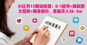小红书15期训练营：0-1起号+爆款图文视频+商单报价，普遍月入5k-3w-LH资源分享网