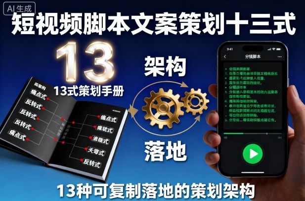 短视频脚本文案策划十三式，13种可复制落地的策划架构-LH资源分享网