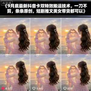 9月底最新抖音卡双特效搬运技术，一刀不剪，条条原创，短剧推文美女带货都可以-LH资源分享网