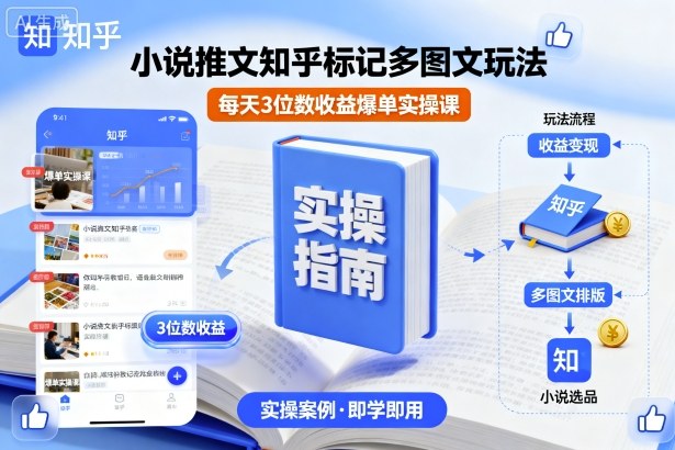 小说推文知乎标记多图文玩法，每天3位数收益爆单实操课-LH资源分享网