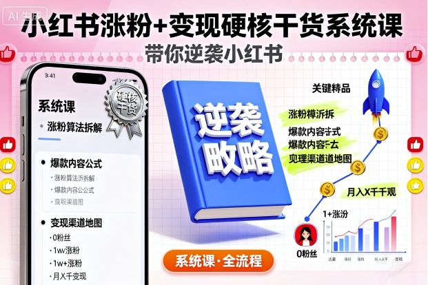 小红书涨粉+变现硬核干货系统课，带你逆袭小红书-LH资源分享网