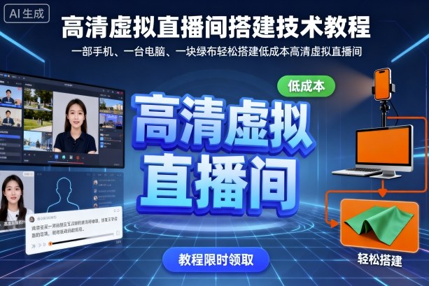 高清虚拟直播间搭建技术教程，一部手机、一台电脑、一块绿布轻松搭建低成本高清虚拟直播间-LH资源分享网