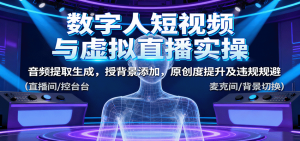 数字人短视频与虚拟直播实操，音频提取生成，背景添加，原创度提升及违规规避-LH资源分享网