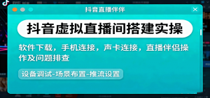 抖音虚拟直播间搭建实操、软件下载,手机连接,声卡连接,直播伴侣操作及问题排查-LH资源分享网